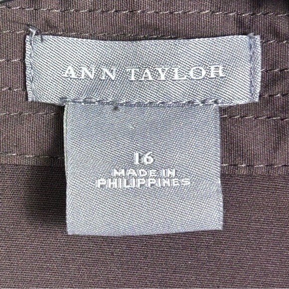 Ann Taylor wrap dress size 16 brown shirt dress sleeveless work office longline - Picture 9 of 9